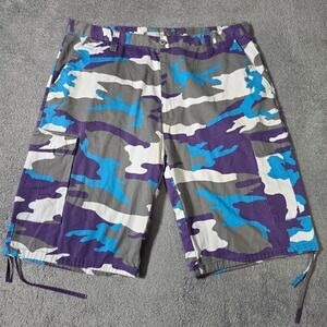 Regal Wear Mens 44 Cargo Shorts Purple Blue Camo Y2K Streetwear Baggy Multi Pckt